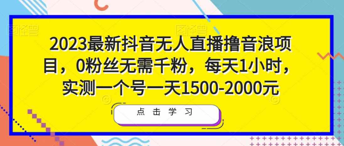 2023最新抖音无人直播撸音浪项目，0粉丝无需千粉，每天1小时，实测一个号一天1500-2000元-泰戈创艺资源库