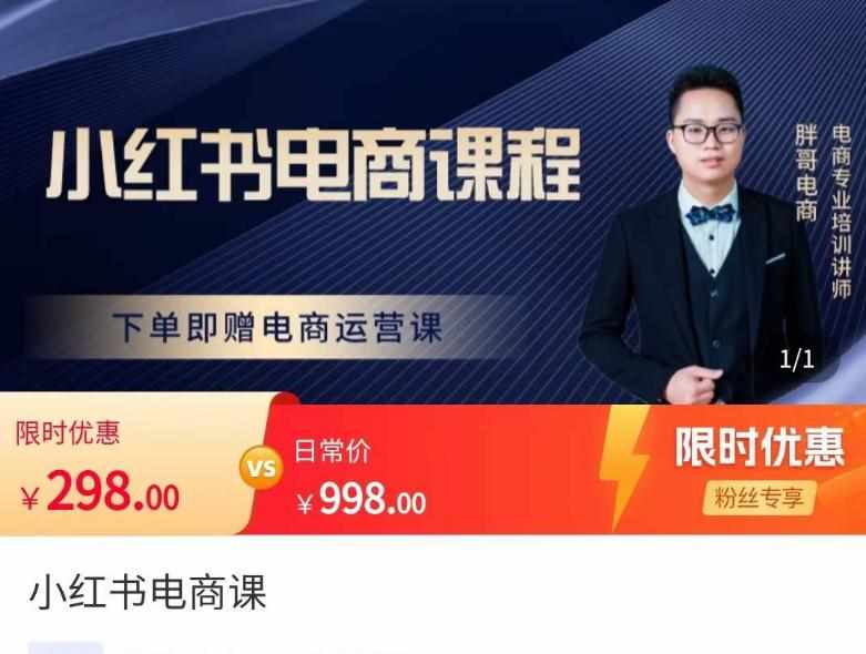 胖哥·小红书电商课程，解决小白做小红书电商时的困惑，让新人也一台手机也能做电商-泰戈创艺资源库