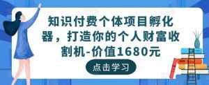 知识付费个体项目孵化器，打造你的个人财富收割机-价值1680元-泰戈创艺资源库