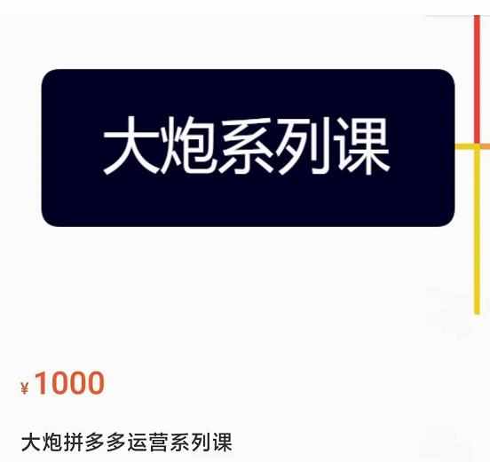 大炮拼多多运营系列课，各类​玩法合集，拼多多运营玩法实操-泰戈创艺资源库
