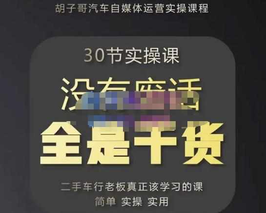 胡子哥·汽车自媒体运营实操课，汽车新媒体二手车短视频运营教程-价值8888元-泰戈创艺资源库