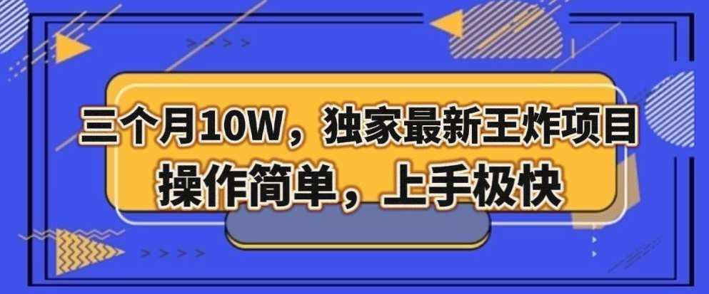 三个月10W，独家最新王炸项目！操作简单，上手极快【揭秘】-泰戈创艺资源库