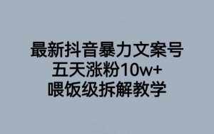 最新抖音暴力文案号,五天涨粉10w+,喂饭级拆解教学-泰戈创艺资源库