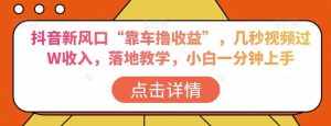 抖音新风口“靠车撸收益”,几秒视频过W收入,落地教学,小白一分钟上手【揭秘】-泰戈创艺资源库