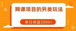 网课项目的另类玩法,单日收益2000+【揭秘】-泰戈创艺资源库