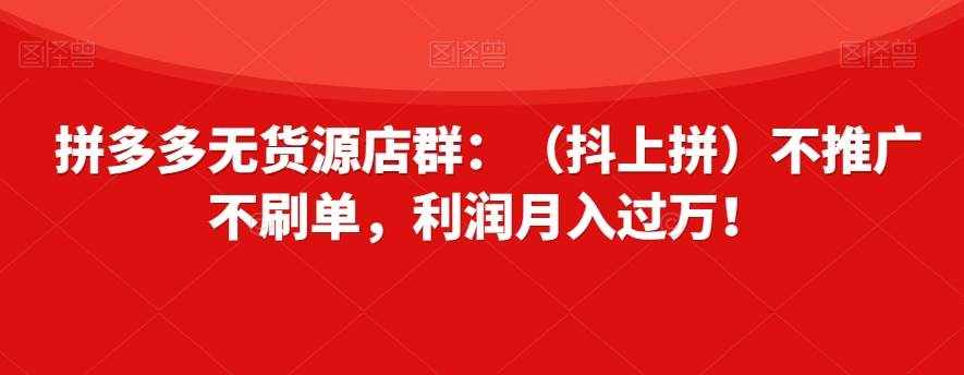 拼多多无货源店群:(抖上拼)不推广不刷单,利润月入过万!【揭秘】-泰戈创艺资源库