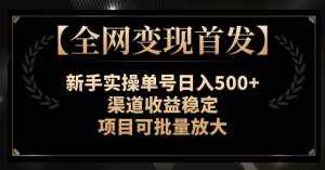 【全网变现首发】新手实操单号日入500+，渠道收益稳定，项目可批量放大【揭秘】-泰戈创艺资源库