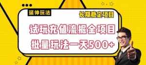 试玩充值流掘金项目，批量矩阵玩法一天500+【揭-泰戈创艺资源库