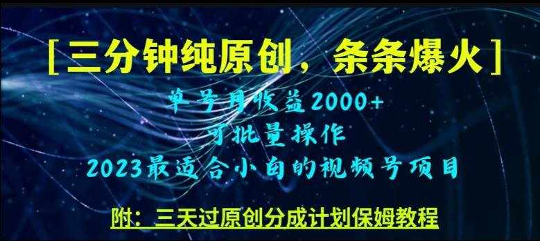 三分钟制作视频号纯原创，条条爆款，轻松月入过万【揭秘】-泰戈创艺资源库