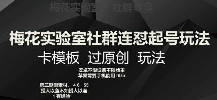 梅花实验室社群连怼起号玩法，卡模板过原创玩法【揭秘】-泰戈创艺资源库