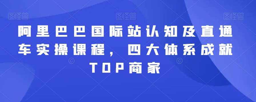 阿里巴巴国际站认知及直通车实操课程，四大体系成就TOP商家-泰戈创艺资源库
