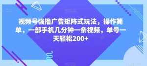 视频号强撸广告矩阵式玩法,操作简单,一部手机几分钟一条视频,单号一天轻松200+【揭秘】-泰戈创艺资源库