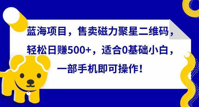 蓝海项目，售卖磁力聚星二维码，轻松日赚500+，适合0基础小白，一部手机即可操作【揭秘】-泰戈创艺资源库
