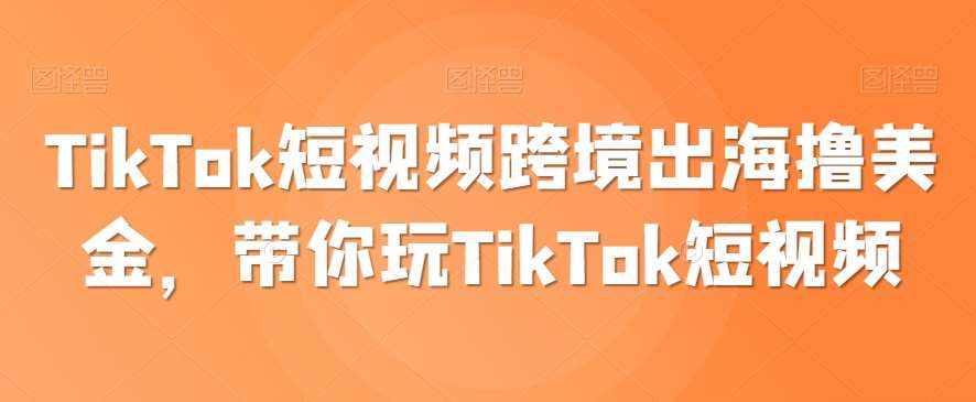 TikTok短视频跨境出海撸美金，带你玩TikTok短视频-泰戈创艺资源库