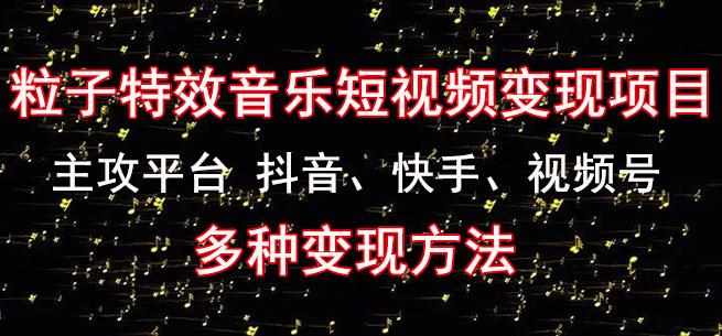 黄岛主《粒子特效音乐短视频变现项目》主攻平台抖音、快手、视频号多种变现方法-泰戈创艺资源库