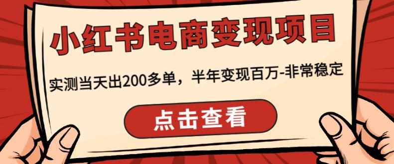 顽石·小红‬书电商变现项目，实测当天出200多单，半年变现百万，非常稳定-泰戈创艺资源库