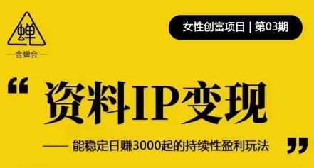 资料IP变现，能稳定日赚3000起的持续性盈利玩法-泰戈创艺资源库