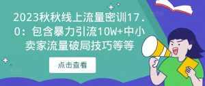 2023秋秋线上流量密训17.0：包含暴力引流10W+中小卖家流量破局技巧等等-泰戈创艺资源库