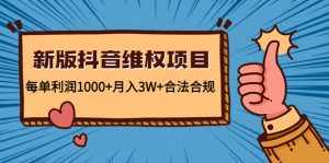 新版抖音维全项目：每单利润1000+月入3W+合法合规-泰戈创艺资源库