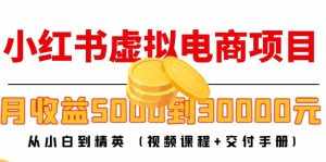 小红书虚拟电商项目:从小白到精英 月收益5000到30000 (视频课程+交付手册)-泰戈创艺资源库