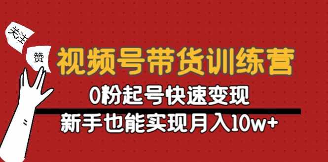 视频号带货训练营：0粉起号快速变现，新手也能实现月入10w+-泰戈创艺资源库