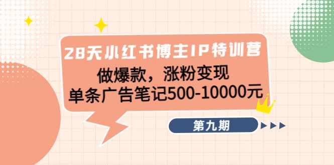 28天小红书博主IP特训营《第9期》做爆款,涨粉变现 单条广告笔记500-10000-泰戈创艺资源库