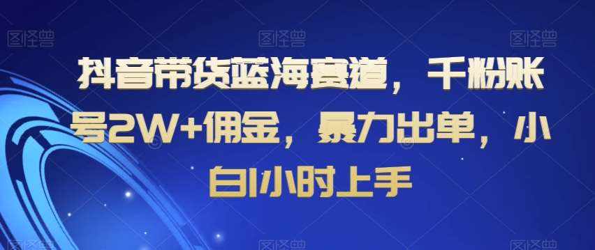 抖音带货蓝海赛道，千粉账号2W+佣金，暴力出单，小白1小时上手【揭秘】-泰戈创艺资源库