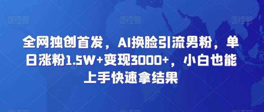 全网独创首发，AI换脸引流男粉，单日涨粉1.5W+变现3000+，小白也能上手快速拿结果【揭秘】-泰戈创艺资源库