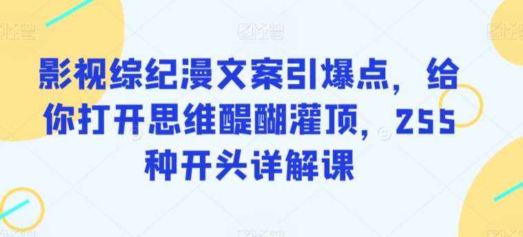 影视综纪漫文案引爆点，给你打开思维醍醐灌顶，255种开头详解课-泰戈创艺资源库