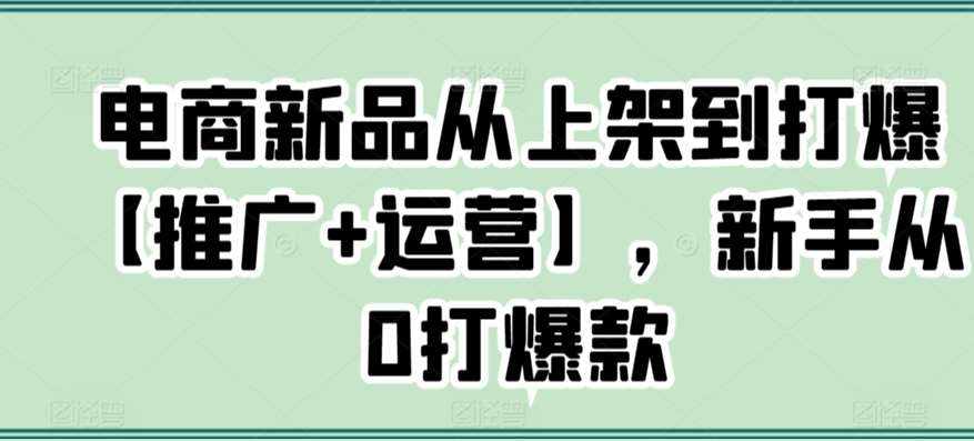 电商新品从上架到打爆【推广+运营】，新手从0打爆款-泰戈创艺资源库