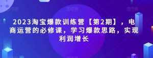 2023淘宝爆款训练营【第2期】,电商运营的必修课,学习爆款思路,实现利润增长-泰戈创艺资源库