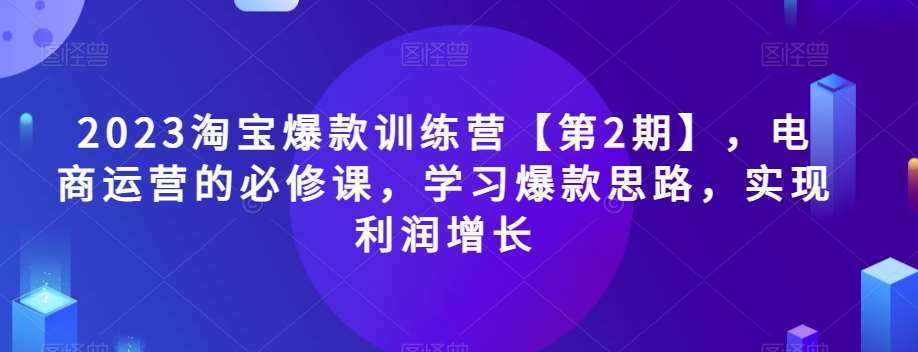 2023淘宝爆款训练营【第2期】，电商运营的必修课，学习爆款思路，实现利润增长-泰戈创艺资源库