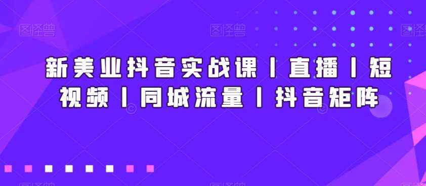 新美业抖音实战课丨直播丨短视频丨同城流量丨抖音矩阵-泰戈创艺资源库