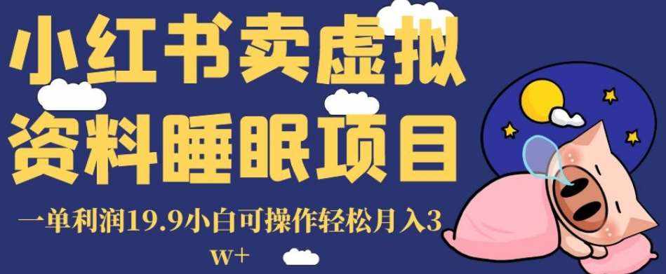 小红书卖虚拟资料睡眠项目，一单利润19.9小白可操作轻松月入3w+【揭秘】-泰戈创艺资源库