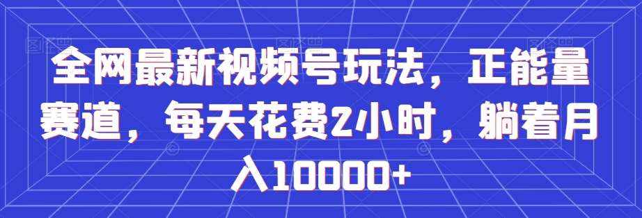 全网最新视频号玩法，正能量赛道，每天花费2小时，躺着月入10000+【揭秘】-泰戈创艺资源库