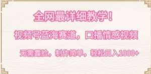全网最详细教学，视频号蓝海赛道，口播情感视频，无需露脸，制作简单，轻松实现日入1000+【揭秘】-泰戈创艺资源库