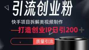 快手项目拆解类视频详细制作流程打造个人IP，单日引流200 高质量创业粉【揭秘】-泰戈创艺资源库