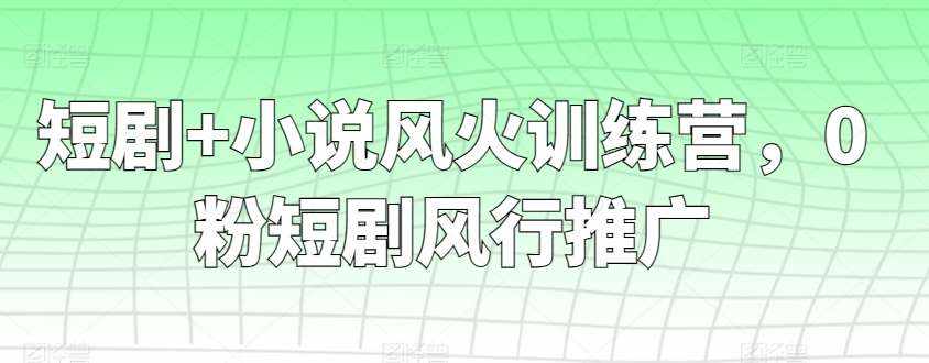 短剧+小说风火训练营，0粉短剧风行推广-泰戈创艺资源库