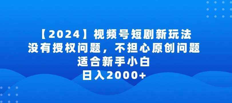 2024视频号短剧玩法，没有授权问题，不担心原创问题，适合新手小白，日入2000+【揭秘】-泰戈创艺资源库