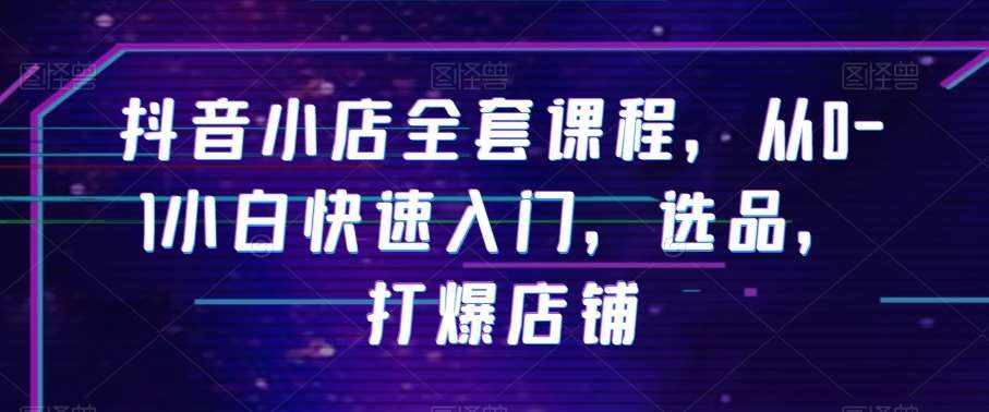 抖音小店全套课程，从0-1小白快速入门，选品，打爆店铺-泰戈创艺资源库