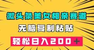 微头条冷门美女相亲赛道,无脑复制粘贴,轻松日入200+【揭秘】-泰戈创艺资源库