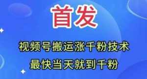 全网首发：视频号无脑搬运涨千粉技术，最快当天到千粉【揭秘】-泰戈创艺资源库