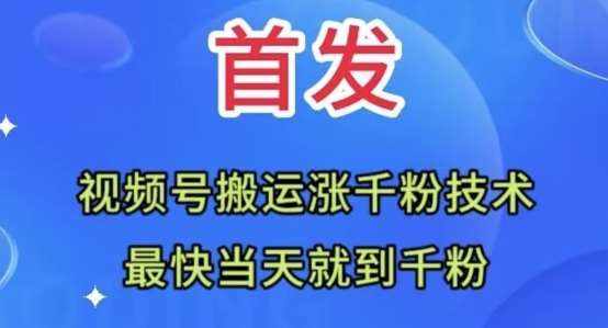 全网首发：视频号无脑搬运涨千粉技术，最快当天到千粉【揭秘】-泰戈创艺资源库