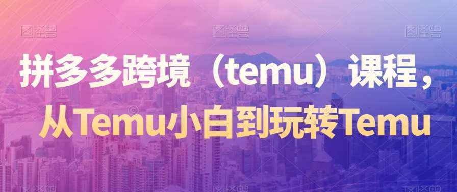 拼多多跨境（temu）课程，从Temu小白到玩转Temu-泰戈创艺资源库