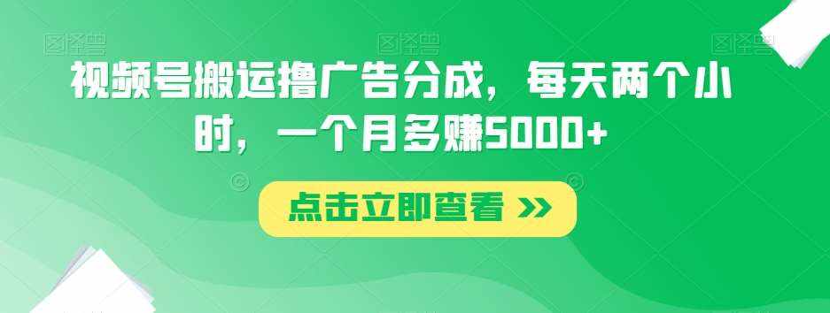 视频号搬运撸广告分成，每天两个小时，一个月多赚5000+-泰戈创艺资源库