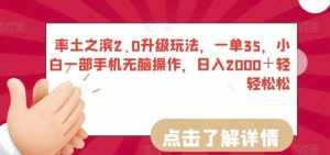 率土之滨2.0升级玩法,一单35,小白一部手机无脑操作,日入2000+轻轻松松【揭秘】-泰戈创艺资源库