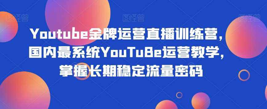 Youtube金牌运营直播训练营，国内最系统YouTuBe运营教学，掌握长期稳定流量密码-泰戈创艺资源库