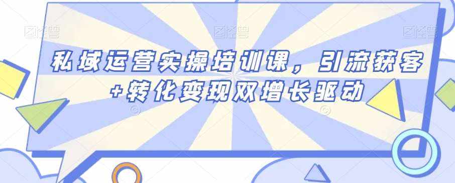 私域运营实操培训课，引流获客+转化变现双增长驱动-泰戈创艺资源库