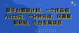 新平台激励计划,一个作品收入120元,一分钟完成,仅需复制粘贴,小白专属项目【揭秘】-泰戈创艺资源库