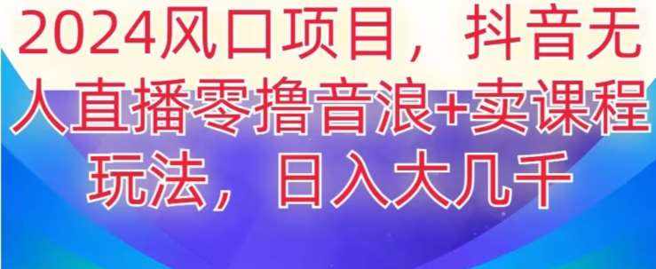 2024风口项目，抖音无人主播撸音浪+卖课程玩法，日入大几千【揭秘】-泰戈创艺资源库